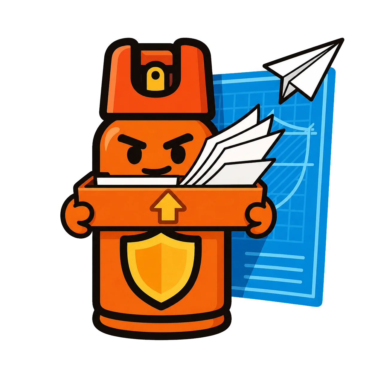 MACE mascot sending out a box of audit reports