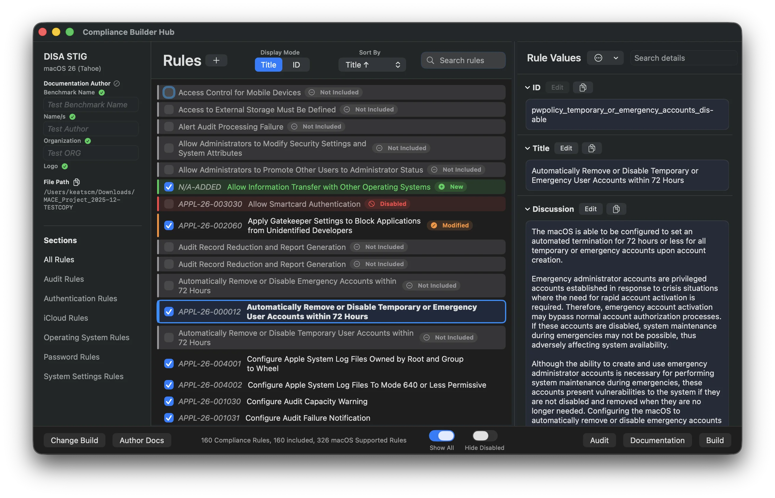 MACE Compliance Builder Hub